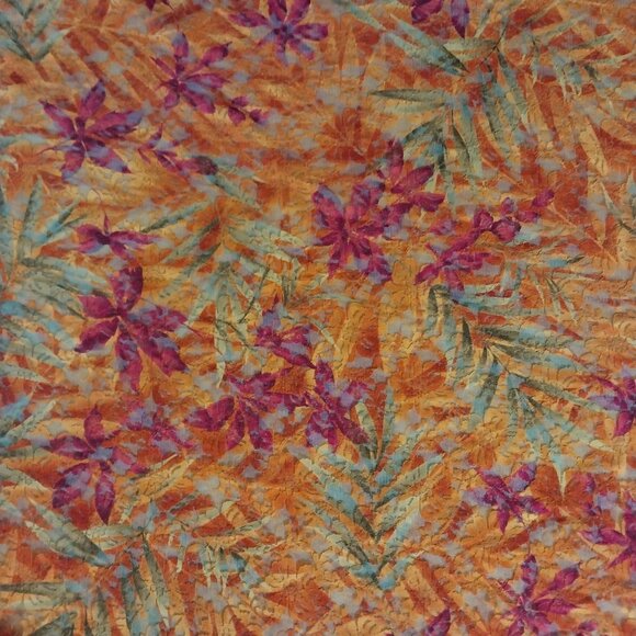Tropical Fabric Sheer Stretchy Orange Purple 4+Yds Studio Line by Caravel - Picture 1 of 6